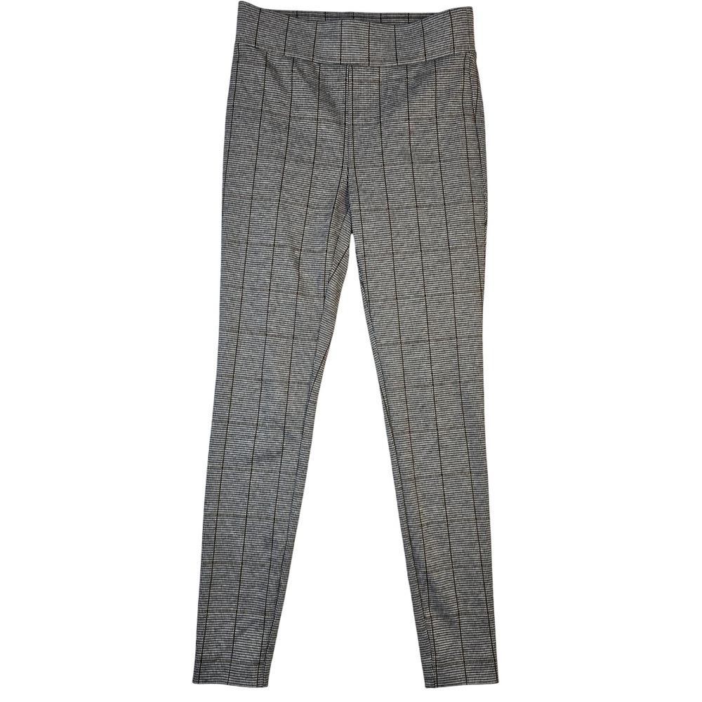 LOFT Womens XS Glen Plaid Windowpane Pull On Leggings Slim Fit Dress Pants Gray